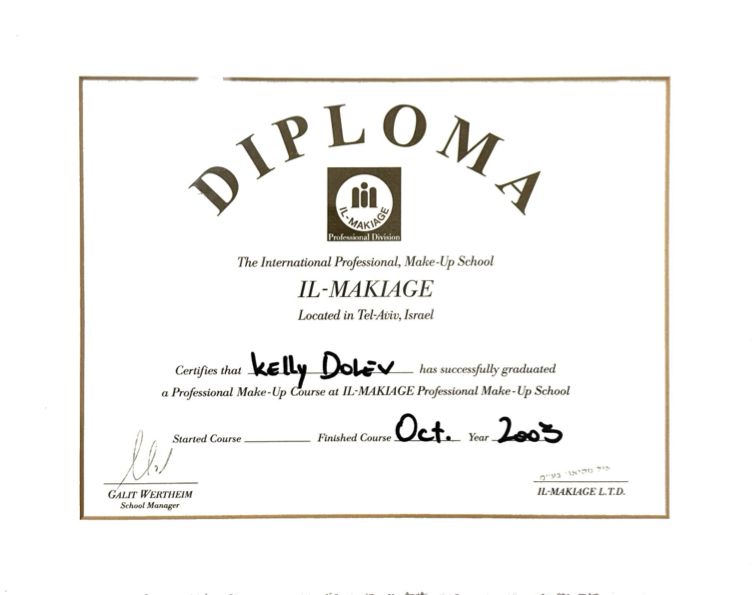 Kelly Dolev, Diplomas 1
